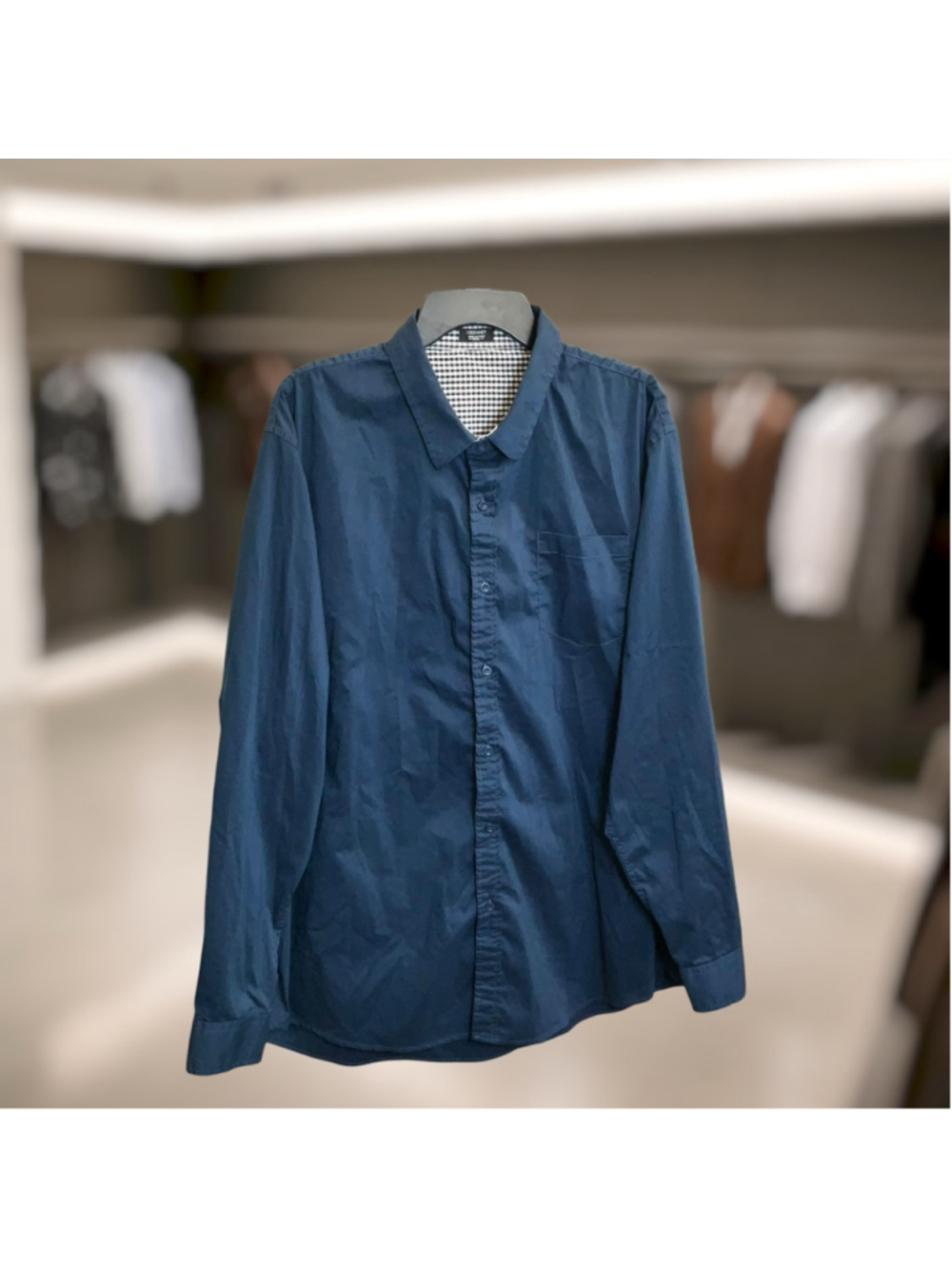 Coofandy Navy Long-Sleeved Button Shirt Men XXL